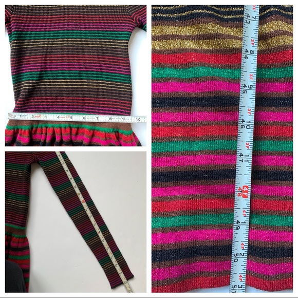 ❤️SOLD ❤️Vintage Maxie Dress Striped FittedMetalli - Picture 8 of 8